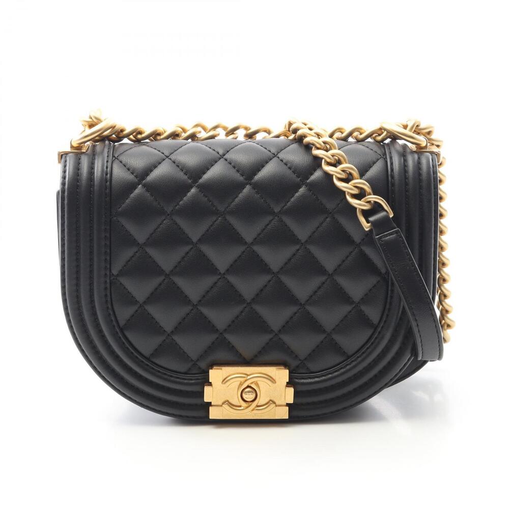Chanel Boy Shoulder Bag Lambskin Sheepskin Black